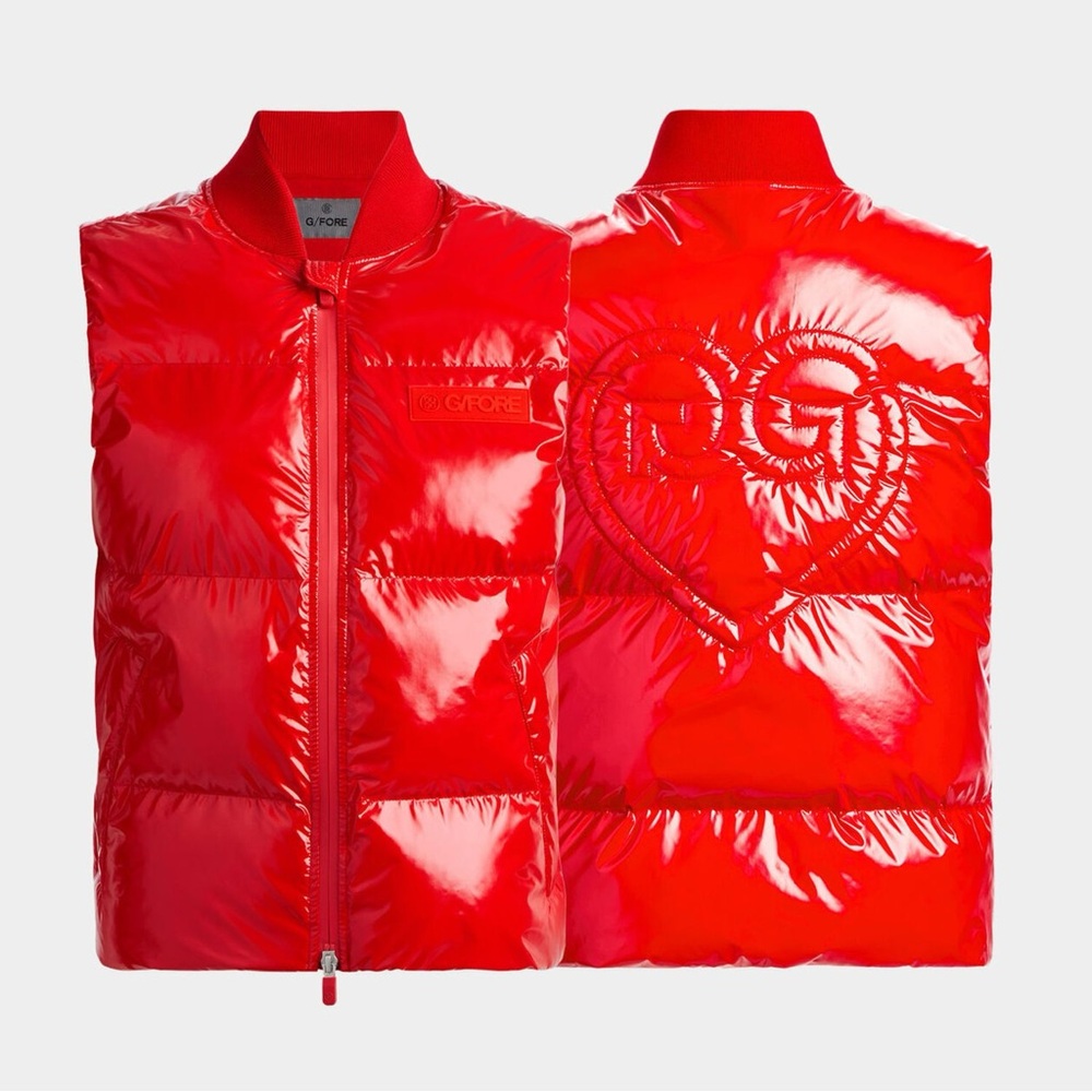 G/Fore Ltd Ed. Heart G’s Coated Nylon Puffer Vest - Red - Womens Golf - Picture 2 of 9